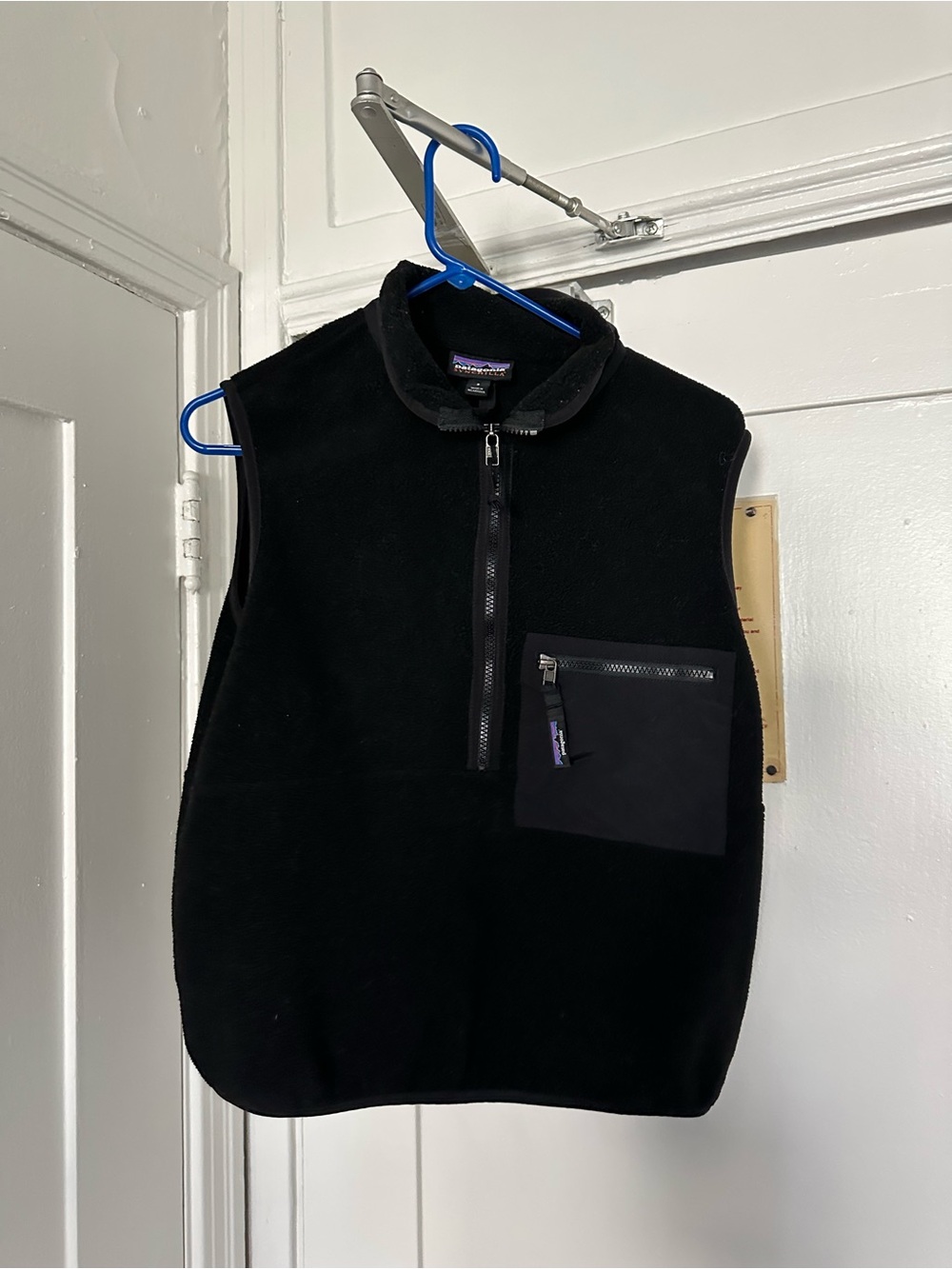 Patagonia Black Fleece Half-Zip Vest with Chest Pocket